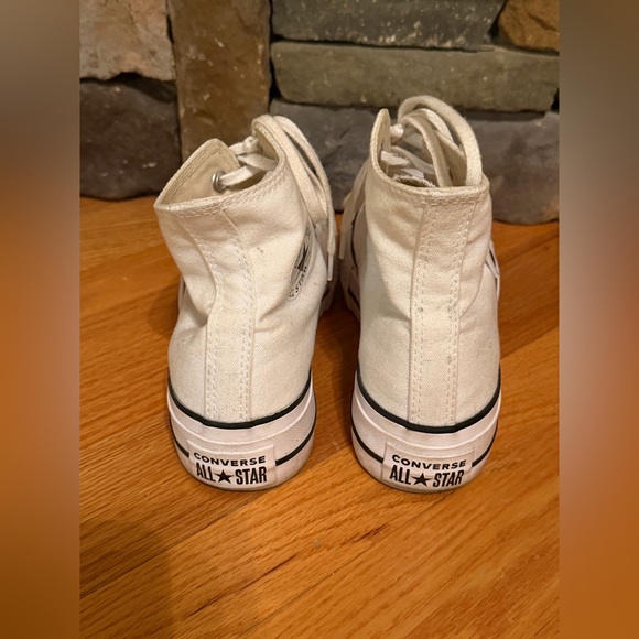 Converse white platform hi top sneakers women’s size 5.5 - Picture 3 of 6
